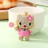 Chaveiro de gato de desenho animado cravejado de diamantes, pingente de bolsa 3D fofo, chaveiro de carro, acessório decorativo, pequeno presente