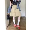 Estilo Relaxado Casual Cintura Solta 2025 Saia Primavera Feminina Versátil Cintura Alta Emagrecedora Bufante Linha A Média