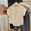 Camisa Polo Azul de Manga Curta para Mulheres Verão Novo Solta Slim Pequena com Mangas Curtas Top Curto Chique Rejuvenescedor