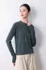 Camisa base versátil de alta gama lista para usar, textura lisa, simple y elegante, cuello redondo, manga larga, básica, para primavera y otoño, casual, para mujer