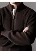 2026 Chaqueta de Punto Gruesa Anti-Pilling de Alta Resistencia con Doble Cremallera Suéter de Punto Color Sólido Engrosado Otoño e Invierno Cuello Alto Nuevo Estilo para Hombre
