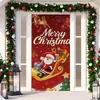 2026 Nova Cortina de Porta Banner de Natal Decoração de Fundo para Fotos ao Ar Livre com Papai Noel e Filhote