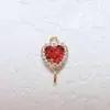 Pingente de Zircônia Banhado a Ouro Banhado a Cobre 18k Acessórios para Joias DIY Pulseira Coração Colar Material Artesanal Duplo para Pendurar