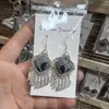 Pendientes de Pieza Bordada Vintage Bordados a Mano de Estilo Étnico de Moda, Colgantes de Oreja Pequeños Cortos con Borlas, Joyería de Plata Miao de Yunnan para Mujeres