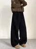 Calça Casual de Veludo Cotelê Plissada Estilo Japonês Vintage para Homens, Forrada com Fleece para Outono e Inverno, Marca Americana Tendência Calça de Perna Larga