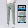 Pantalones Casuales de Verano de Seda de Hielo Fino Nuevos Pantalones Largos Rectos Slim para Hombre Moda Versátil Pantalones de Verano para Jóvenes