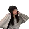 Gorros de Otoño e Invierno para Mujer, Gorros de Punto Estilo Japonés que Hacen que la Cara Parezca Más Pequeña, Gorros de Lana de Moda con Letras, Gorros Turbantes Forrados de Felpa, Gorros Holgados