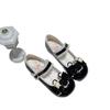 Sapatos de Couro com Laço de Renda Lolita Originais Fofos Sapatilhas Bico Redondo Salto Baixo Lolita Sapatos Pequenos de Couro Jk Princesa