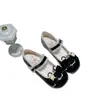 Lindos Zapatos Originales Lolita de Encaje con Lazo de Cuero Zapatos de Ballet Redondos de Punta Tacón Bajo Zapatos de Cuero Lolita Princesa Jk