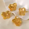Estilo INS design borboleta flor oca treliça anel de aço inoxidável PVD banhado a ouro real 18K moda personalizada jóias de mão