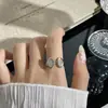 Anillo de Plata de Ley S925 Geométrico Marquise Completo de Diamante para Mujer Diseño de Nicho Alto Gama Abierto Ajustable Anillo para Dedo Índice Accesorio para Apilar