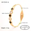 Comercio Electrónico Transfronterizo Joyería de Mano Pulsera de Acero de Titanio Pulsera de Concha Negra Pulsera de Trébol de Cuatro Hojas de la Suerte Pulsera Versátil de Acero Inoxidable Venta al por Mayor
