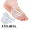 Almofadas de suporte de arco em GEL para homens e mulheres, almofada autoadesiva para fáscia plantar com partículas absorventes de choque para massagem, suporte de arco de meia-tamanho