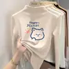 Ropa interior base con forro polar para niñas, nuevo estilo otoño/invierno 2026 para niños, camiseta interior, talla mediana a grande, cuello semi-alto, cálida