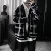 Suéter Cardigan de Punto a Cuadros Nuevo Otoño e Invierno 2024 Suéter Chaqueta de Moda Holgada para Hombre Estilo Japonés