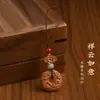 Novo ornamento de pendurar estilo chinês em madeira de pêssego, pingente para corrente de celular, pingente para bolsa de madeira, pingente de segurança, acessório estilo chinês, chaveiro, pequeno pingente