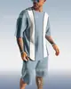 Aliexpress Europeo y Americano Tendencia Masculina Casual Estilo Playa Camiseta con Estampado 3D Texturizado Traje de Shorts Venta al por Mayor Personalización