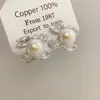 Nuevos Pendientes de Perla de Agua Dulce Zirconia Doble C Diseño Femenino Estilo Pequeño Chanel Elegante Dulce y Exquisitos Pendientes Estilo Socialité