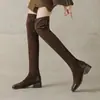 Nuevas Botas de Gamuza Hasta la Rodilla Elásticas Talla Grande 2024 Botas Delgadas 43 Costuras Comercio Exterior 33 Botas de Jinete Botas para Mujer