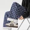 Pantalones Casuales a Cuadros Retro Engrosados Forrados de Lana 8XL-M para Hombre Estilo Perezoso Suelto Pantalones de Piso