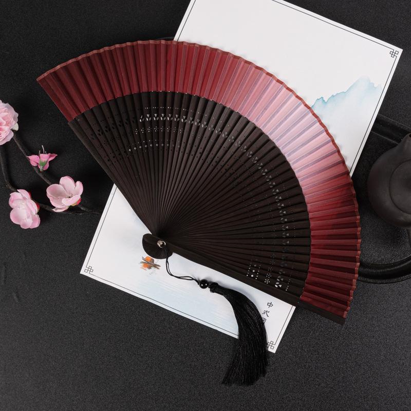 中国风结婚新娘拍照扇子道具渐变色舞蹈中式汉服旗袍古风晨拍折扇