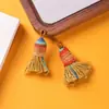 Colgante de Borla Retorcida a Mano Estilo Xizang, Borla Corta y Gruesa de Hilo de Algodón, Cordón Llavero de Brocado Song, Adorno Colgante Estilo Étnico para DIY