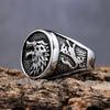 Anel de Design Audacioso Retro Cabeça de Lobo Mais Vendido Nórdico, Anel de Aço Inoxidável, Joias de Moda Retro Personalizadas Atacado