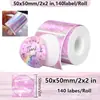 Papel Térmico Autoadhesivo Holográfico Rosa Redondo Láser Amazon 2 pulgadas Cuatro Pruebas Papel para Impresión Térmica