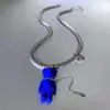 Collar de Oso Violento Dulce y Genial para Mujer, Diseño de Nicho, Cadena de Sudadera Retro Versátil de Gama Alta Color Azul Klein, Accesorio para Hombre