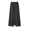 Falda midi de punto gruesa para mujer, de una sola pieza, forrada de pelo sintético de visón, corte ajustado, adelgazante, de corte recto, que se ajusta a la cadera