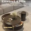 Mesa de centro minimalista de pizarra de lujo ligero italiano Mesa de té de vidrio para sala de estar de apartamento pequeño moderno Mesa de té de vidrio para el hogar Combinación de mesa de centro redonda grande y pequeña