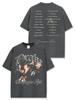 Camiseta de manga corta lavada con estampado de doble cara de Drake, estilo hip-hop transfronterizo estadounidense, suéter holgado con capucha y cuello redondo, venta al por mayor