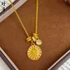 Colar Pingente Redondo Deus da Riqueza Dourado Rosa Vermelho Diamante Amarelo Estilo Igual Transmitido ao Vivo Pingente Pequeno Bolha Presente Versátil para Mulheres