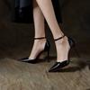 Zapatos de tacón alto para mujer, tacón puntiagudo, primavera y otoño 2025, nuevas sandalias huecas sexys, zapatos con correa de hebilla