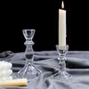 Candelabro de cristal transparente de lujo ligero nórdico romántico para boda, fiesta de cumpleaños, decoración para cena con velas de boda, vela de varilla larga