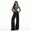 Pantalones de Pierna Ancha de Cintura Alta de Terciopelo de Visón Engrosado Color Mezclilla Transfronterizos para Mujer Nuevo Estilo Otoño/Invierno 2026 Adelgazantes Resistentes a la Decoloración