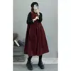 2024 Outono e Inverno Novo Vintage Colete de Veludo vestido Feminino Solto Redução de Idade All-match Casual Fleece Strap Skirt