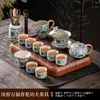 Conjunto de Chá Kung Fu Flores Azuis da Fornalha Ru Cerâmica Bule Viga Tigela Flutuante Xícara de Chá Bandeja de Chá Luxo Acessível Doméstico de Ponta