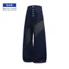 Jeans de cinco botones de mezclilla color crudo sin blanquear para hombres altos, longitud extendida, pantalones rectos de pierna ancha estilo high street americano