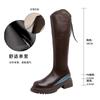 Botas de Equitação Femininas com Salto Escondido e Corte em V Outono/Inverno 2026 Botas de Solado Grosso Meio-Altas para Pessoas Baixas, Botas Longas Estilo College