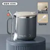 Caneca de Aço Inoxidável Copo Doméstico para Beber Copo de Café da Manhã para Escritório Copo de Café Copo de Leite com Tampa Pessoal
