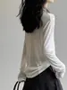 Camiseta de Manga Larga para Mujer 2025 Nueva Popular Otoño Cuello Redondo Capa Base con Aspecto Adelgazante de Gama Alta Top