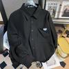 Camisa masculina bonita de primavera e outono, nova, vento neutro, outono, manga comprida, solta, simples, suporta uma geração de cabelo