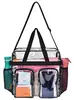 En Stock Amazon Modelo Nuevo Bolso Tote Transparente Portátil con Múltiples Bolsillos y Dos Bolsillos Frontales