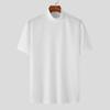 Verão 2026 Novo Estilo de Comércio Exterior Cor Sólida Casual Simples Malha Básica Masculina Europeia e Americana Gola Alta Ondas de Água Camiseta Manga Curta
