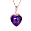 Colgante Yihua corazón de durazno amatista morado diamante colgante de topacio natural cristal azul morado Estrella del Océano colgante en forma de corazón