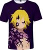 2019 Transfronterizo Japonés Nanatsu No Taizai Siete Pecados Camisetas de Manga Corta con Impresión Digital 3D para Hombres y Mujeres Verano