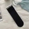 Calcetines finos de lunares de verano para mujer, calcetines de color liso con ribete de encaje hasta la mitad de la pantorrilla, calcetines de algodón sin costuras apilables estilo ins