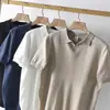 Estilo Maduro Ligero Verano Delgado Camisa Polo Casual Slim para Hombre Moda Retro Americana Camiseta Simple de Manga Corta para Hombre a la Moda