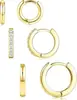 Pendientes de Aro Doble Lisos Estilo Minimalista para Mujer, Diseño de Nicho Mini Aro Doble Anillo Forma de C Brazaletes para Oreja para el Viaje Diario